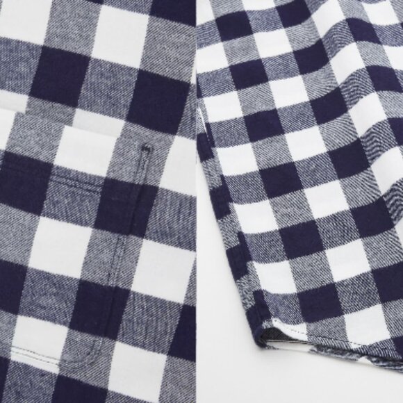 Uniqlo Flannel Plaid Long-Sleeve 100% cotton Shirt blue and white XS - Picture 2 of 4